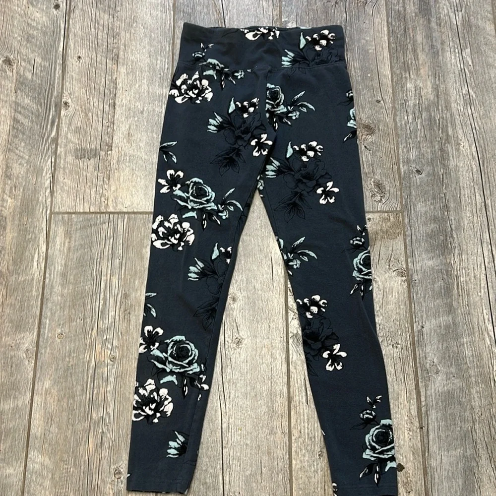 Justice flower floral pants leggings gray size 14